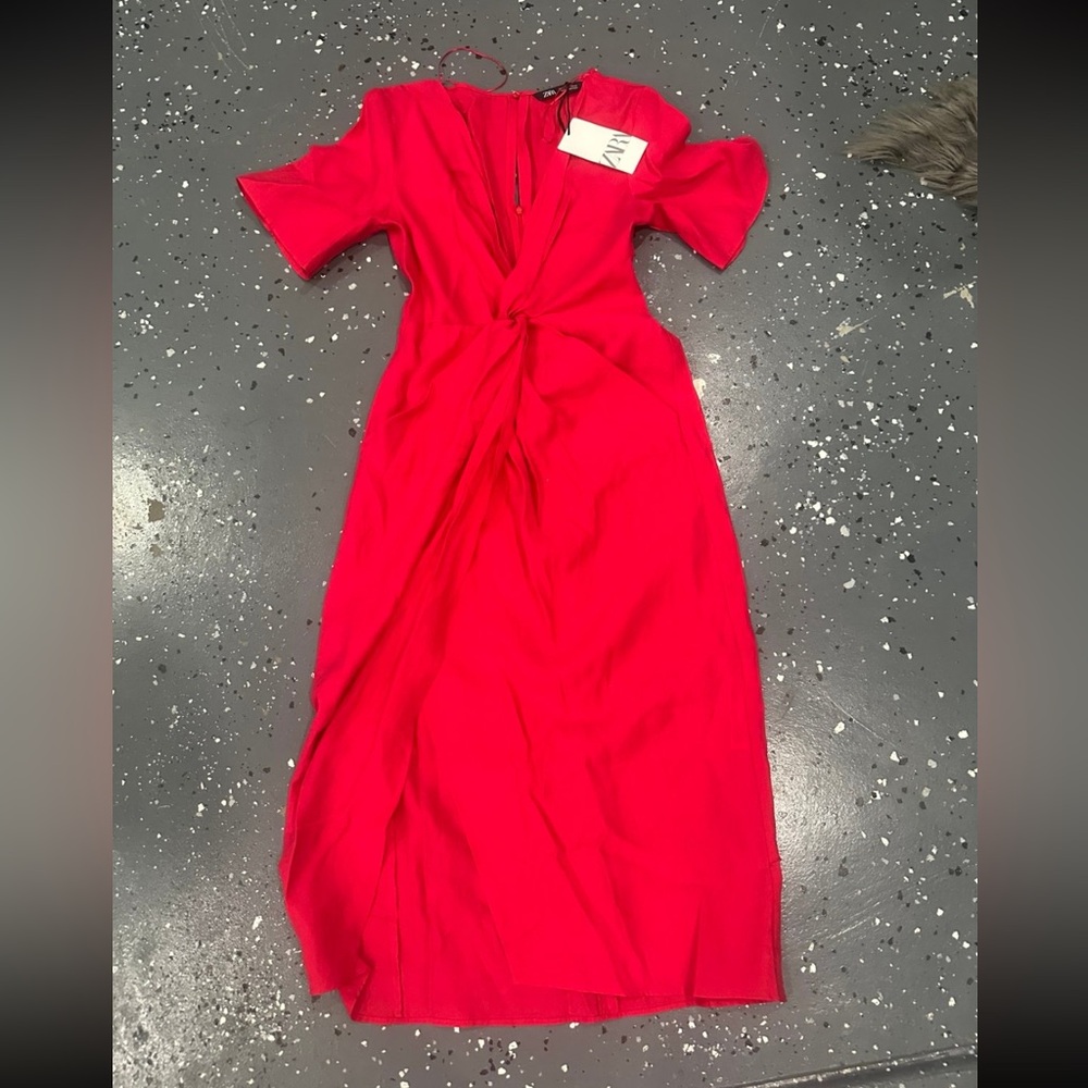 Zara Red Maxi Dress with Twist Front
